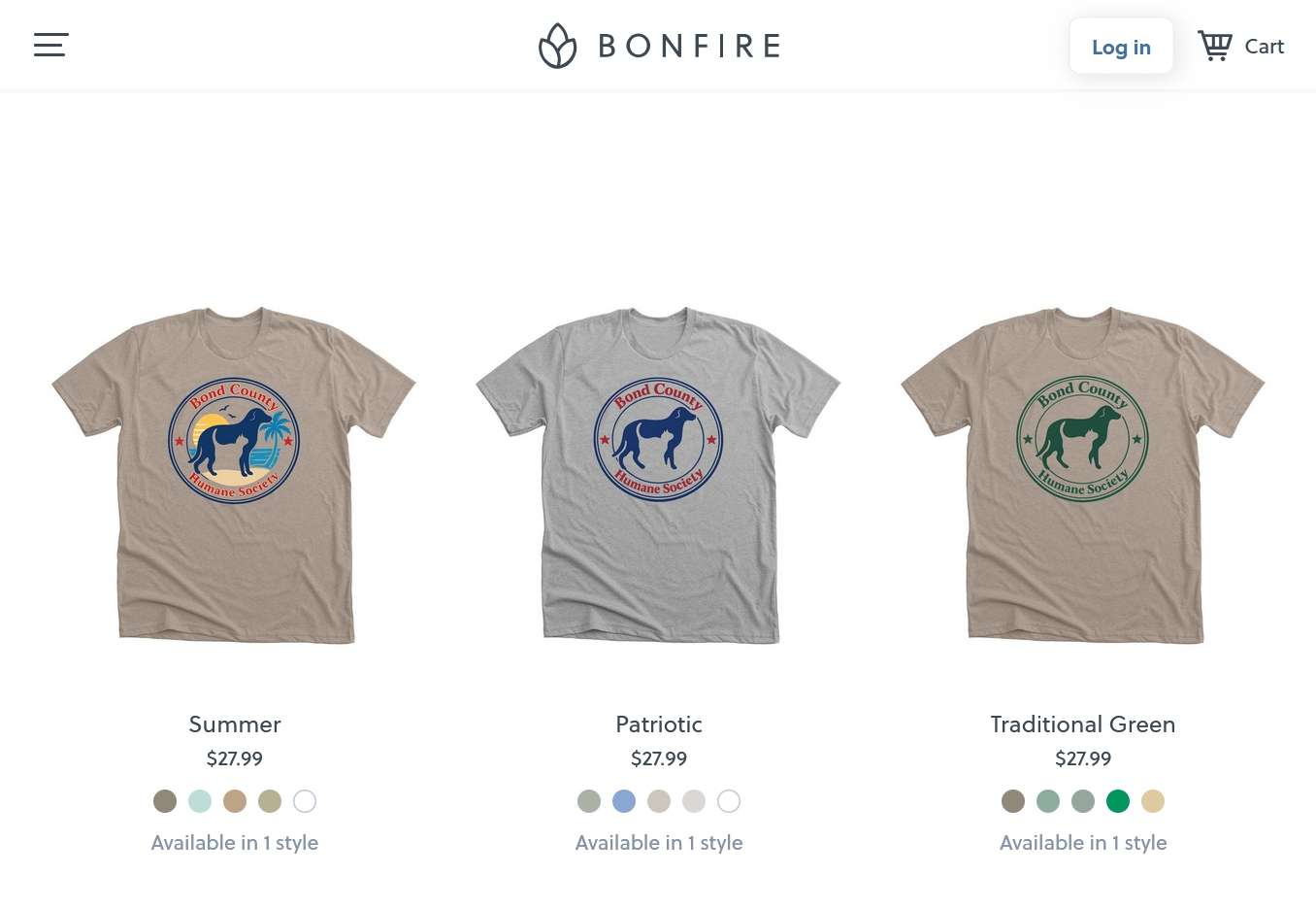 3 tee shirt designs featuring BCHS logo