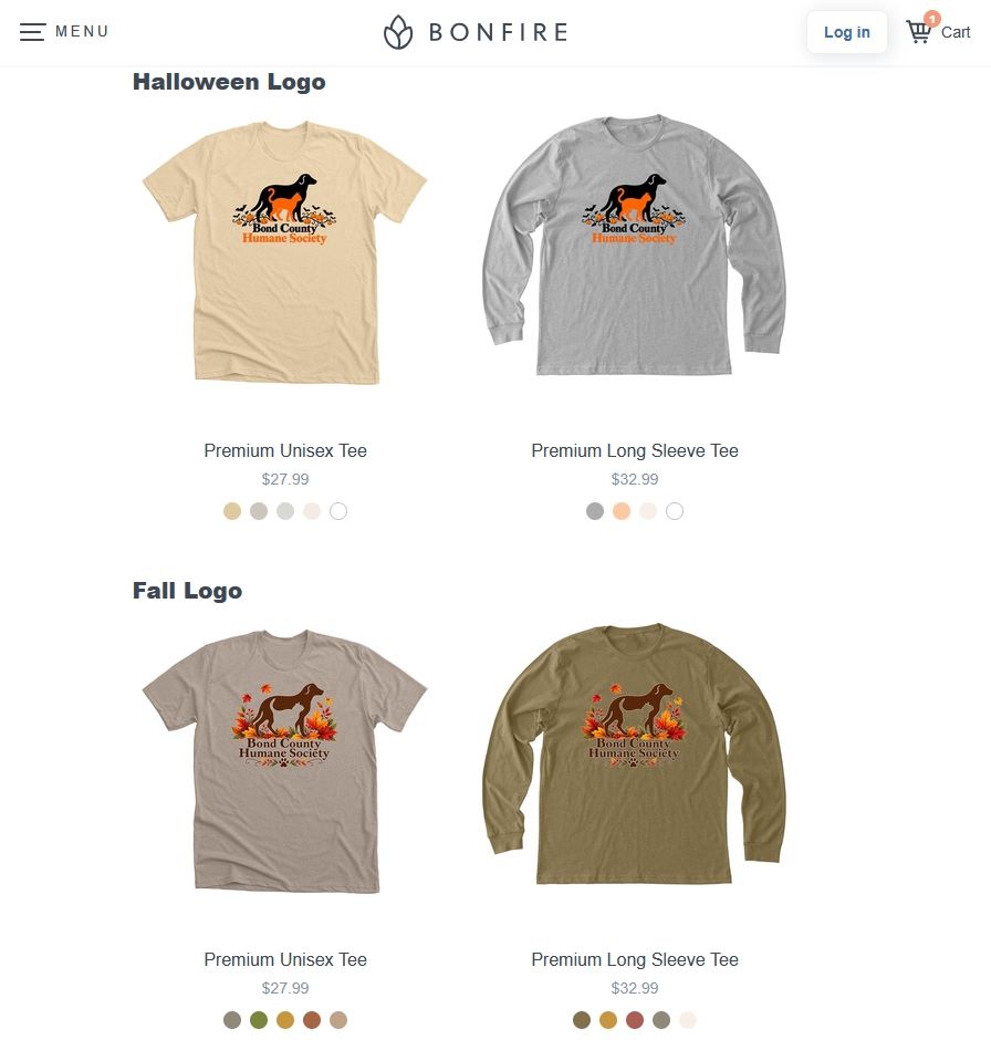 6 tee shirt designs featuring BCHS logo