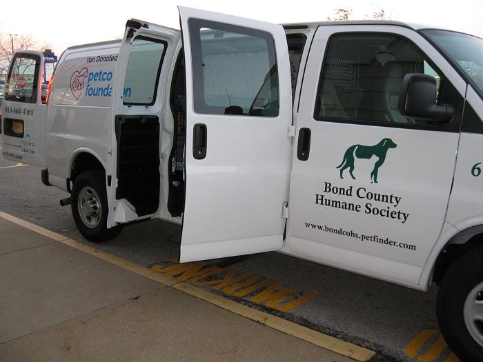 BCHS transportation vehicle painted with Petco Foundation sponsorship logos
