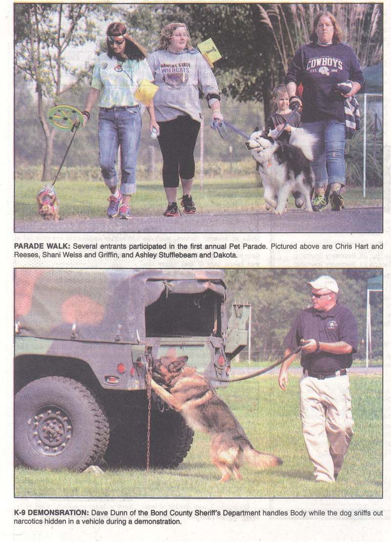 Photos - parade walk, K9 Demonstration by Pocahontas Police and Bond County Sheriff personnel