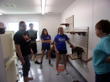 GHS Students Touring Cat Community Rooms