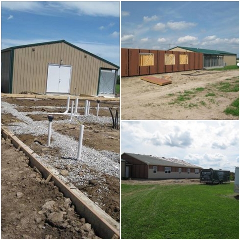 three photos collage of construction progress, August 2016