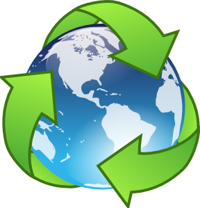 Recycling symbol wrapped around the planet Earth